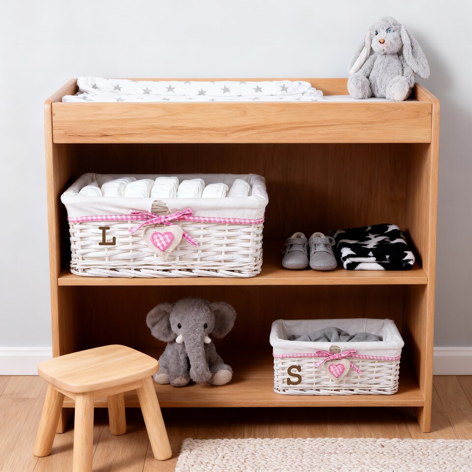 image 1 of Wickerfield Rectangular Wicker Storage Basket with Fabric Lining for Home Storage, Shelves & Gift Hampers