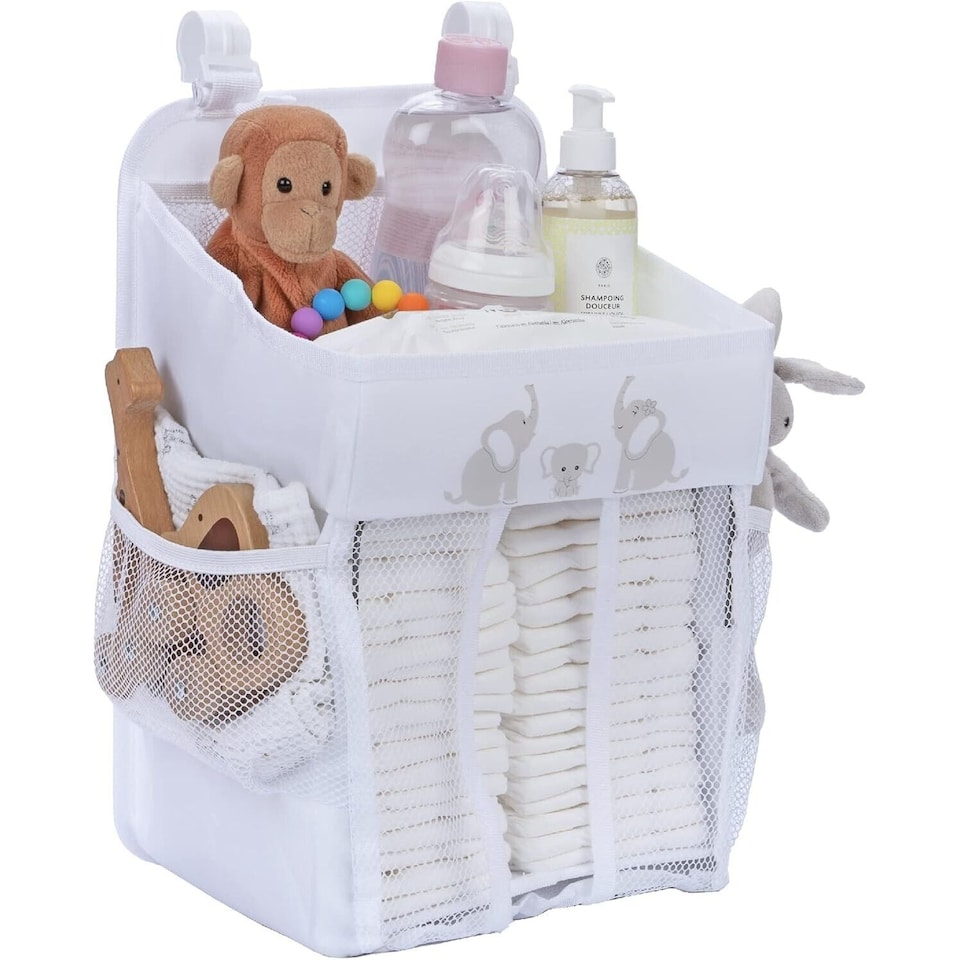 image 1 of Baby Nappy Caddy Organiser | Hanging Nursery Storage with Multiple Pockets
