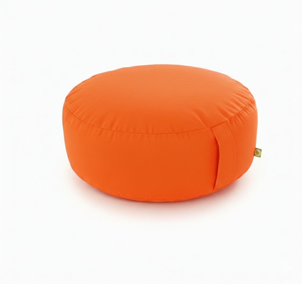 image 1 of Bean Lazy Outdoor Water Resistant Orange Round Pouffe