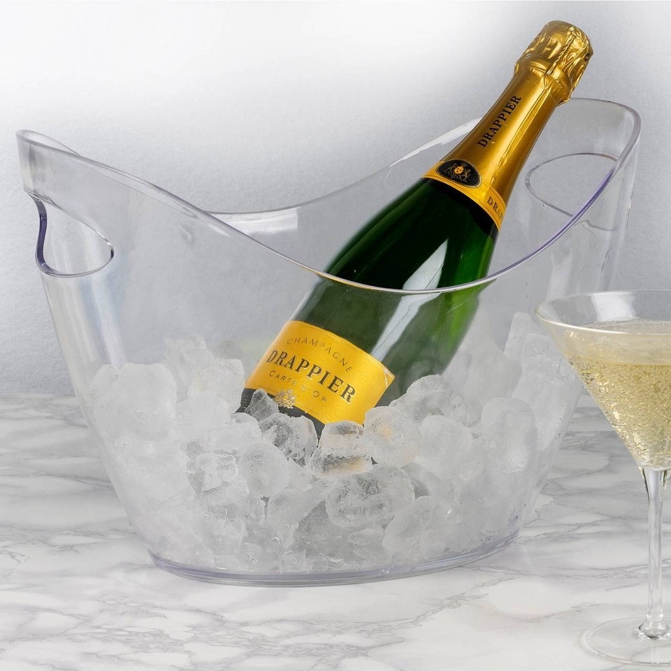 image 1 of 2x Large Clear Acrylic Ice Bucket Wine Champagne Drinks Cooler Party Chiller Tub