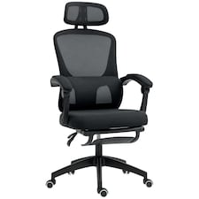 HOMCOM Mesh Ergonomic Office Chair with Lumbar Support, Headrest, Black Black