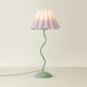 image 3 of ValueLights Wiggle Lilac Pleated Scallop Lamp Shade Moss Green Metal Table Lamp | Green | Purple