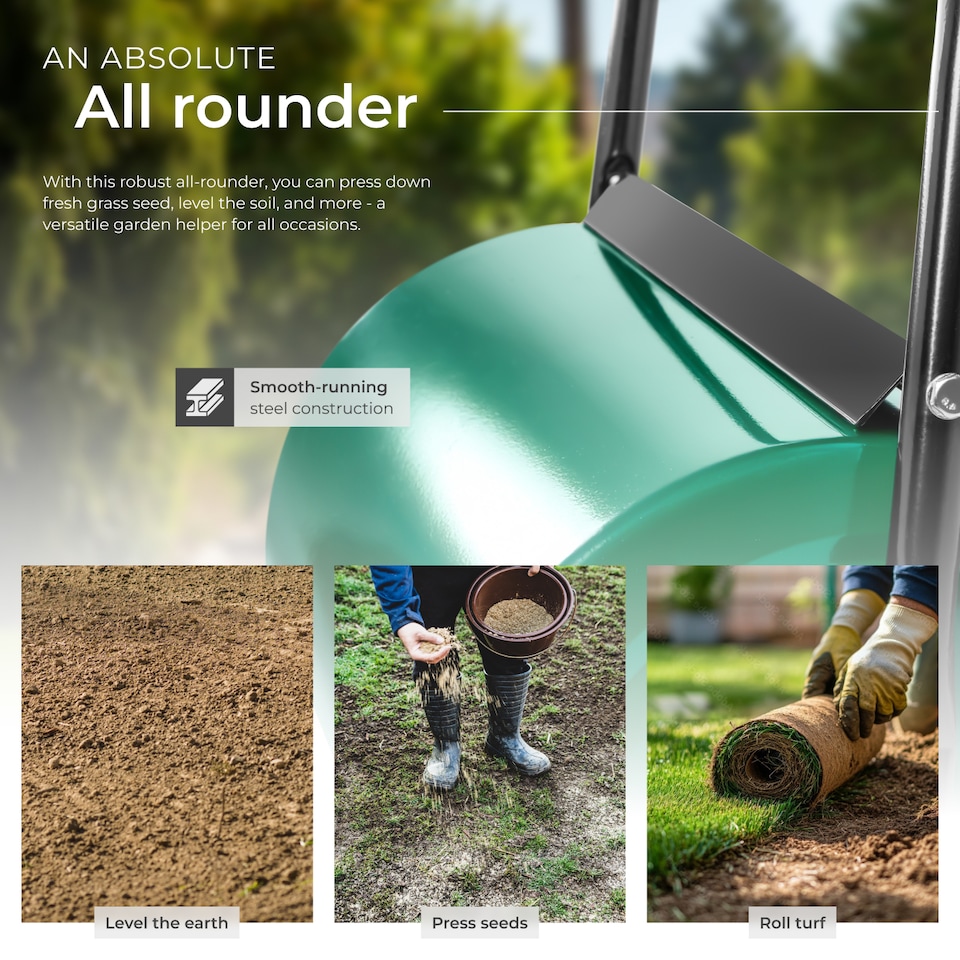 image 1 of Garden Roller - for lawn levelling, 60 cm wide, 31 cm diameter, padded handle