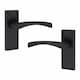 image 4 of Golden Grace 6 Sets Victorian Scroll Astrid Door Handles Latch in Matt Black with 1 Pair of 3" Ball Bearing Hinges & Latches Pack - 120mm x 40mm Backplate Black