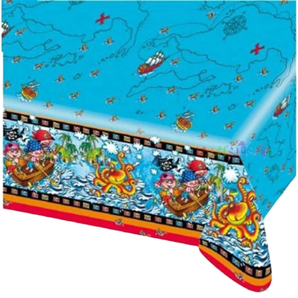 Plastic Pirate Tablecloth - Blue - One Size