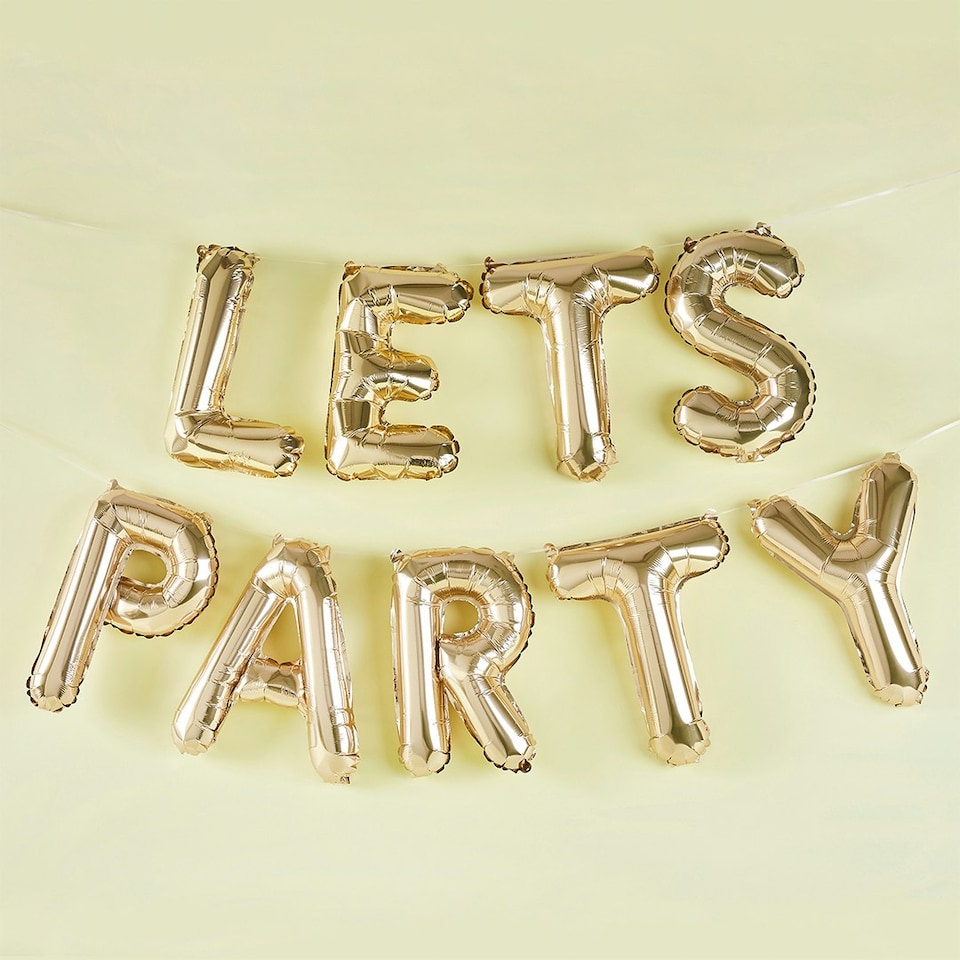 Gold 'Let's Party' 16'' Foil Party Balloon Garland | Multi