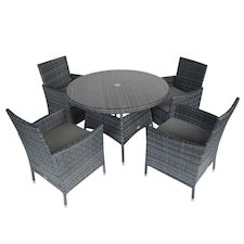 Charles Bentley Garden 4 Piece Rattan Dining Set - Grey