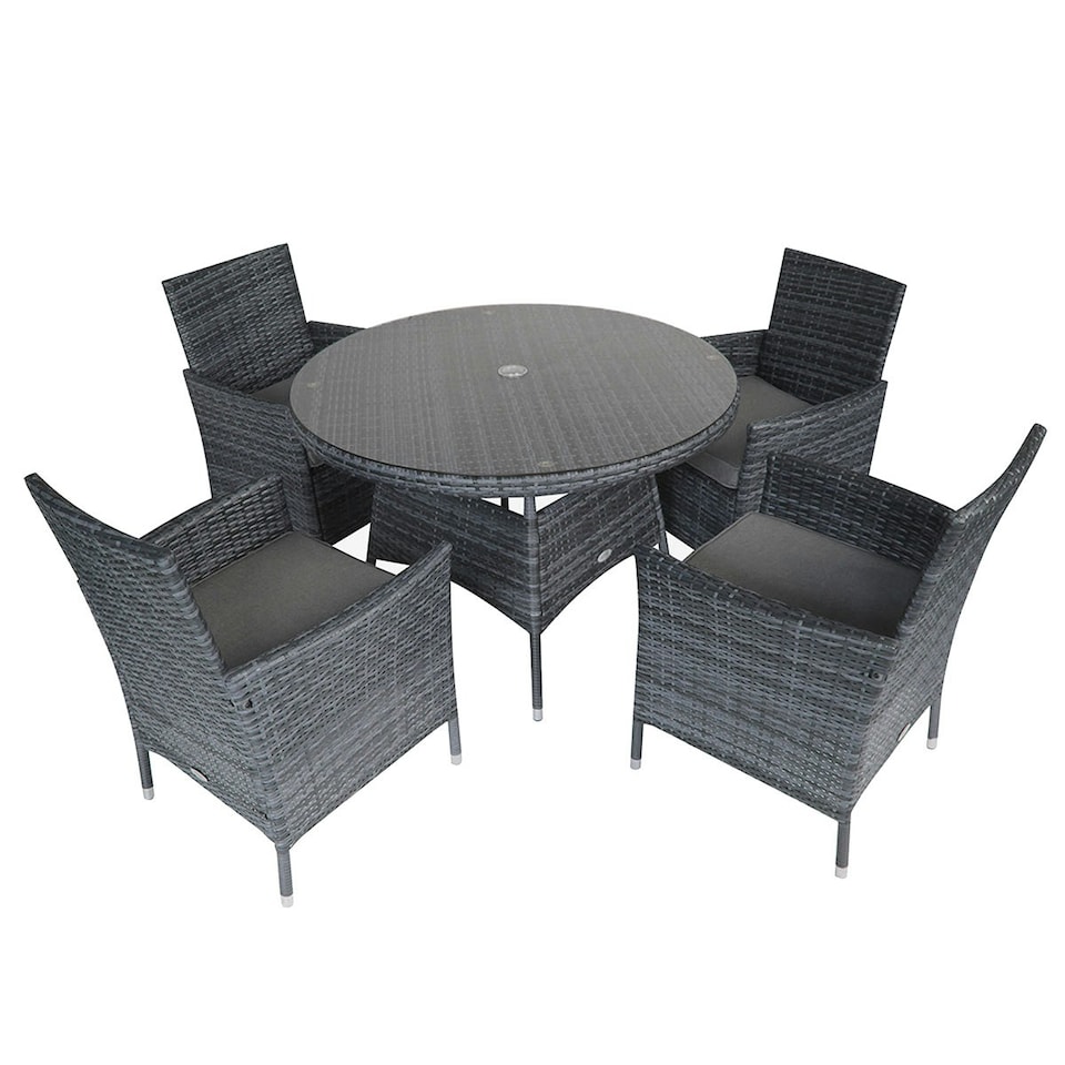 Charles Bentley Garden 4 Piece Rattan Dining Set - Grey