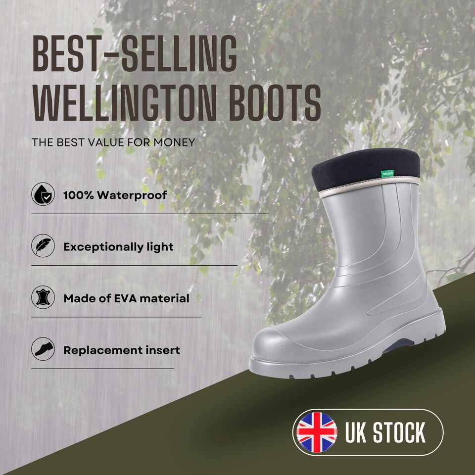 image 1 of Laura Waterproof Women's EVA Wellies with a removable warming liner Silver EU39