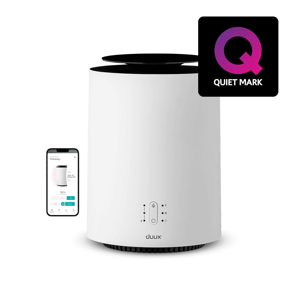 Duux ThreeSixty 2 Smart Ceramic Fan Heater, 1800W Heating Power - White