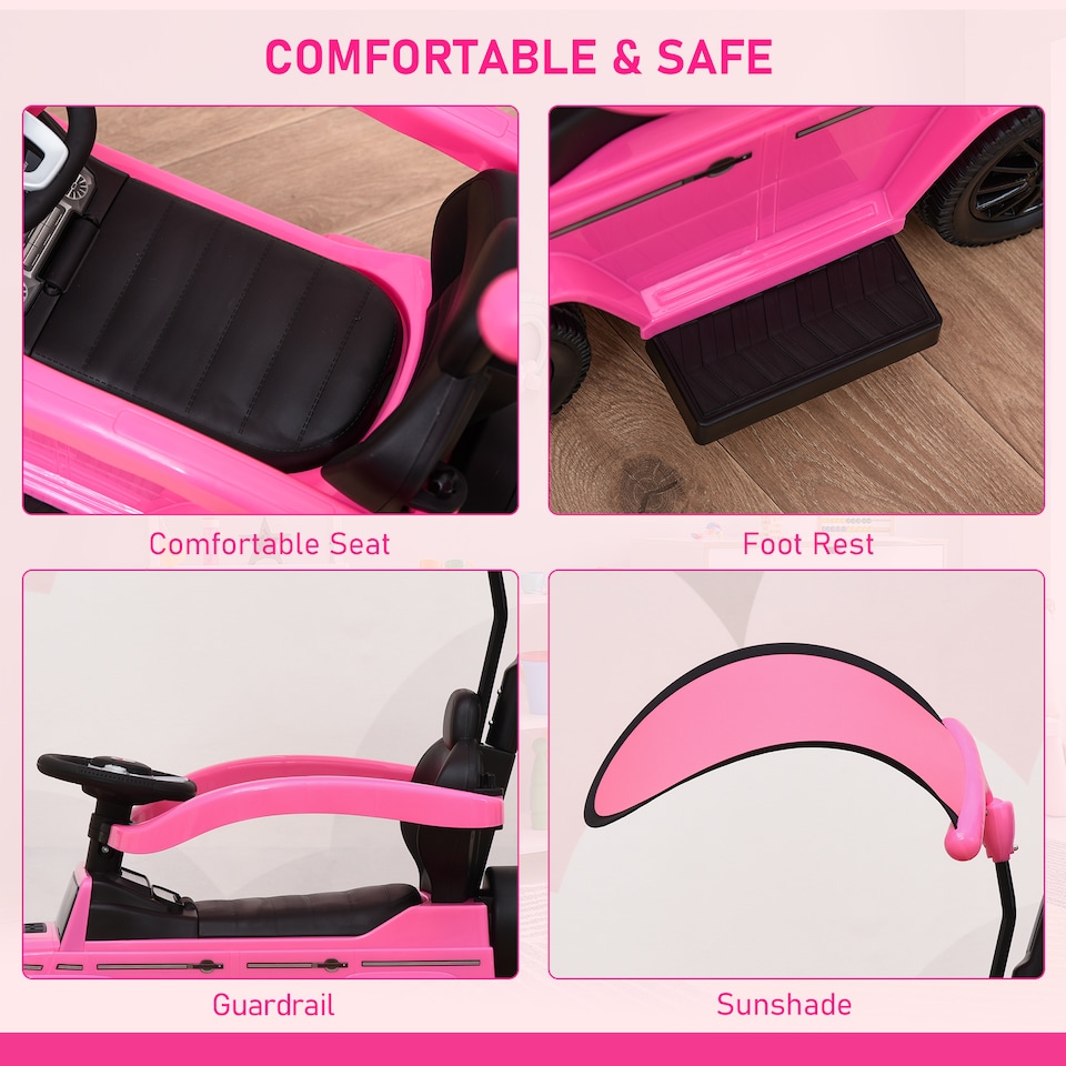 image 1 of HOMCOM 3 in 1 Kids Children Ride on Push Car Toddler Sliding Car G350 Licensed Walker Foot to Floor Slider Push-Along with Horn Steering Wheel NO POWER Manual, Pink
