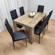 image 1 of Dining Table and 6 Chairs - Rustic Effect Dining Table With 6 Black faux leather Chairs Dining Furniture Set | Black | One Size | 7