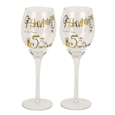 Tracey Russell Pair Wine Glasses 50th Anniversary