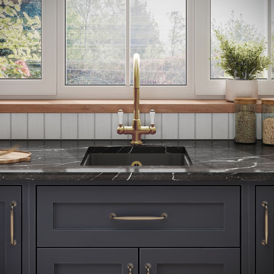 image 1 of Balterley Single Bowl Kitchen Sink Fireclay with Overflow - Set B