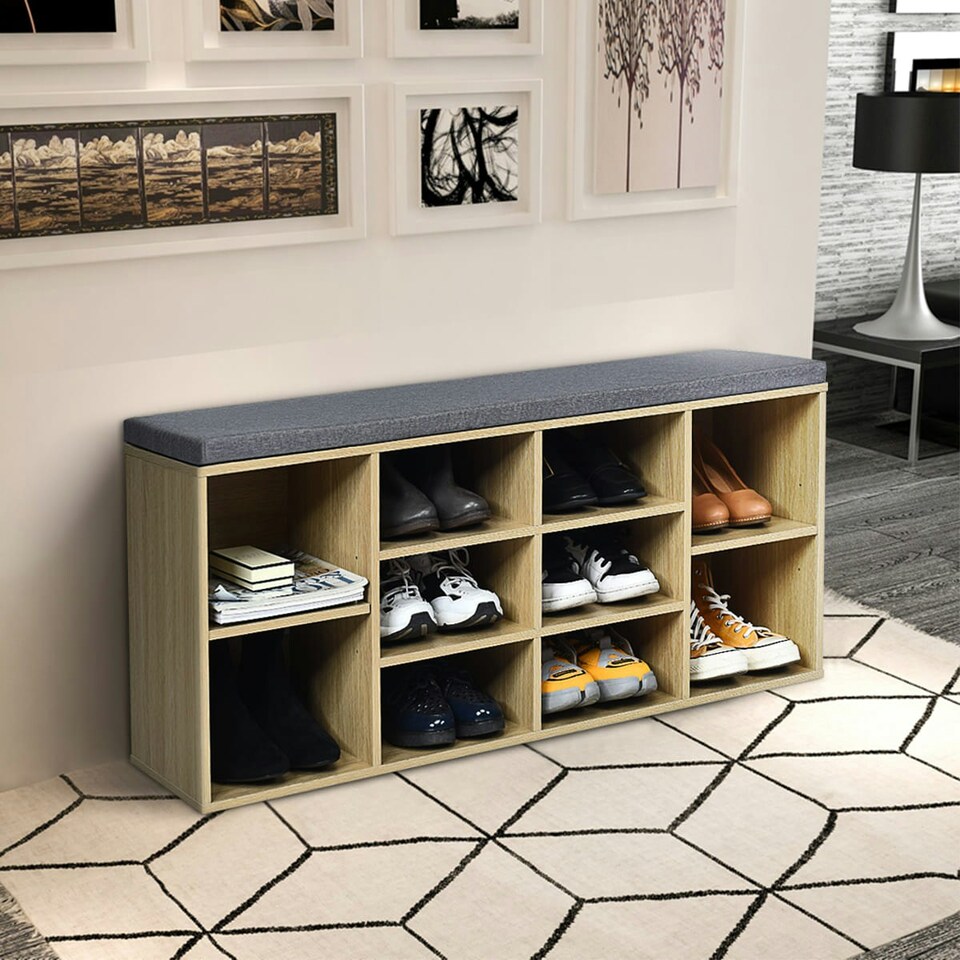 image 1 of COSTWAY Wooden Shoe Bench Shoe Storage Organizer N/A