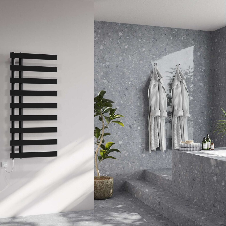 image 1 of Agar - Black Electric Towel Rail H1156mm x W500mm 500w Standard