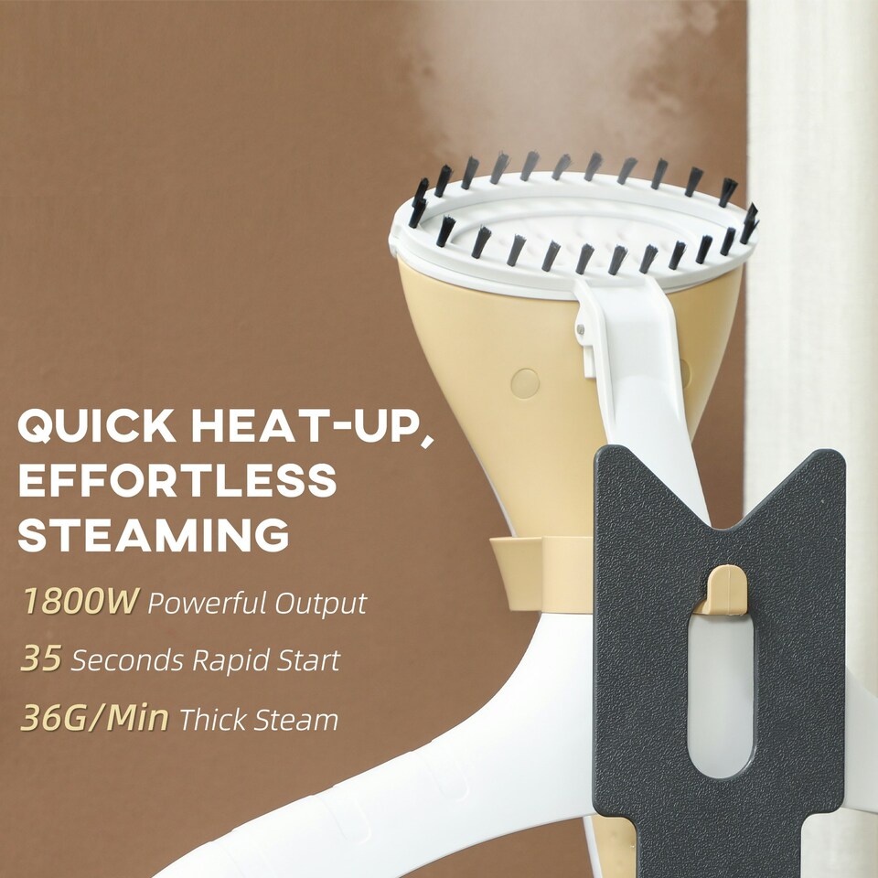 image 1 of HOMCOM Clothes Steamer, Garment Steamer Clothing Wrinkle Remover, Gold Tone