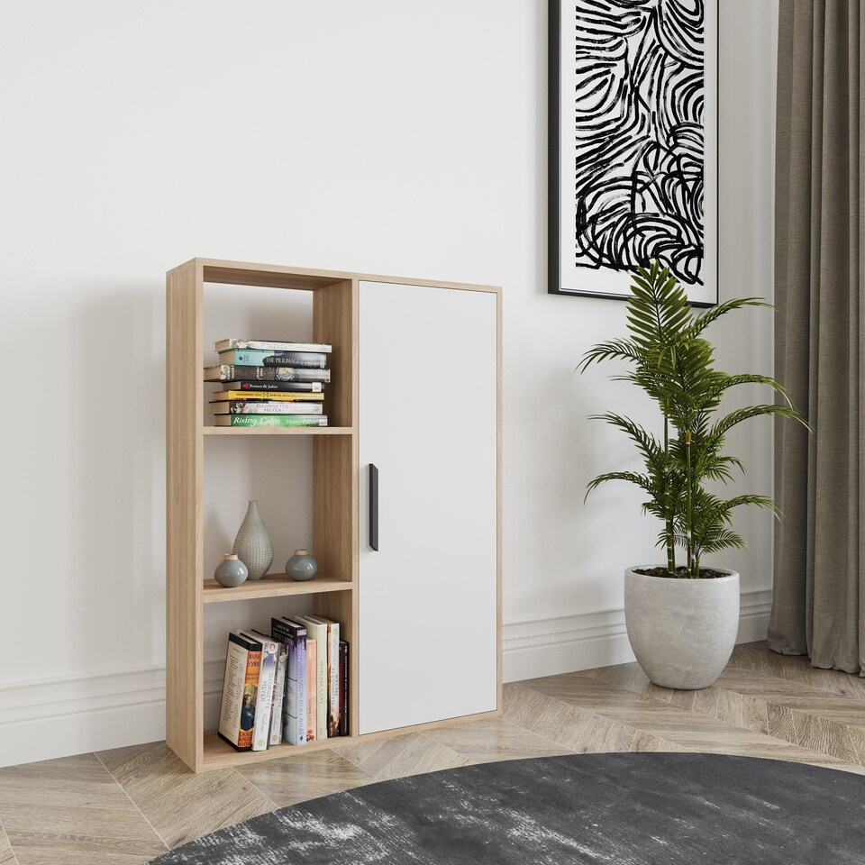 image 1 of Decorotika Patrick 3 Shelves and a Cabinet Bookcase