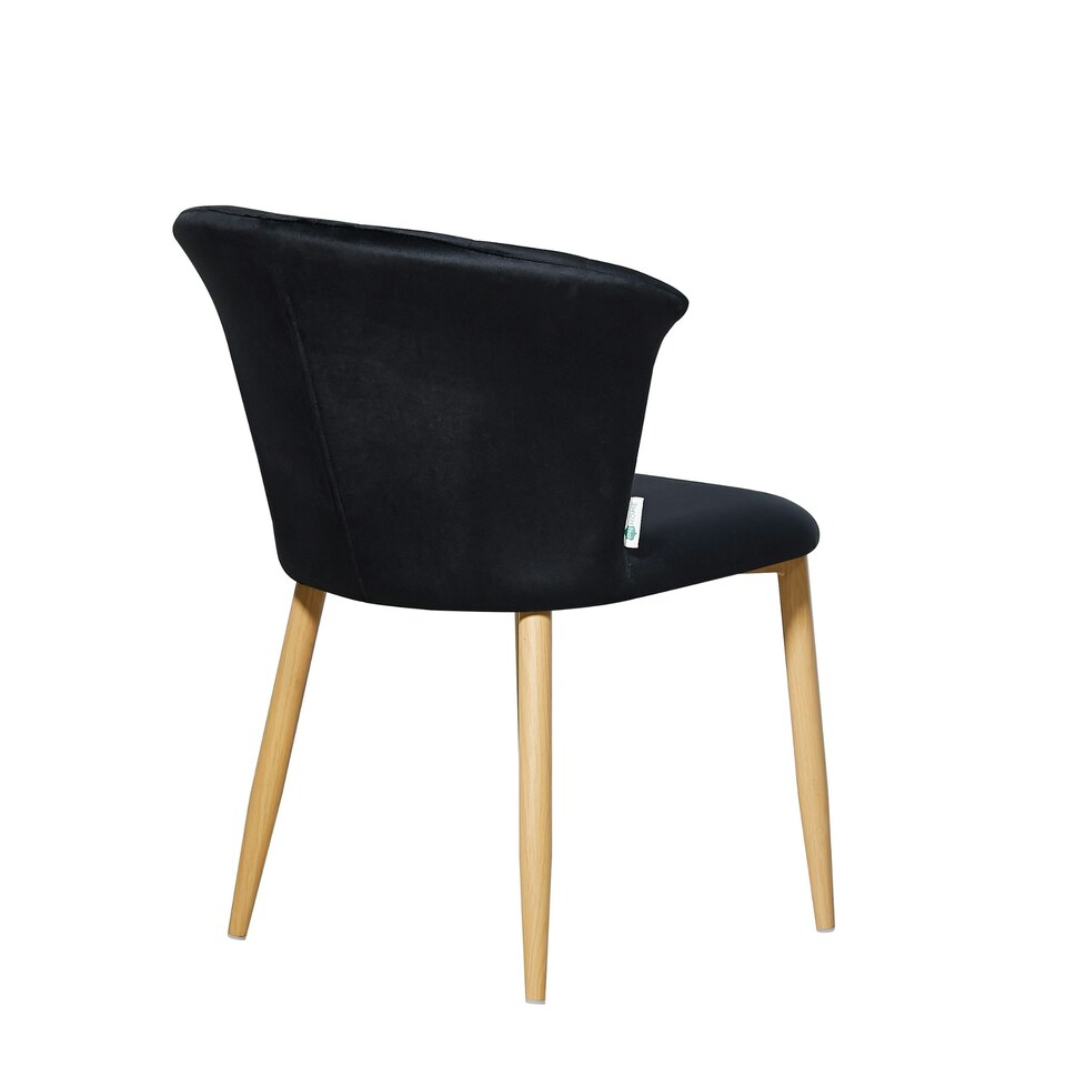 image 1 of Set of 4 Elsa Velvet Dining Chairs with Wooden Legs, Curved Back & Comfortable Seating Black