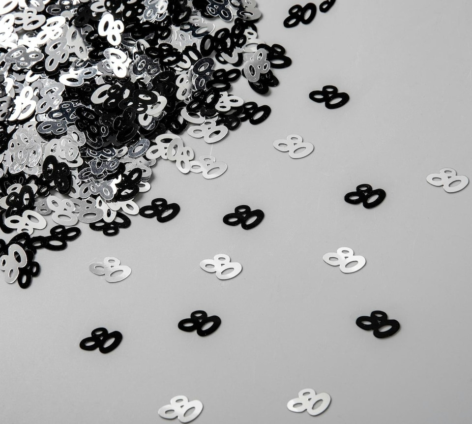 image 1 of 2 Packs of 14g 80th Black Happy Birthday Party Glitz Confetti Sprinkles