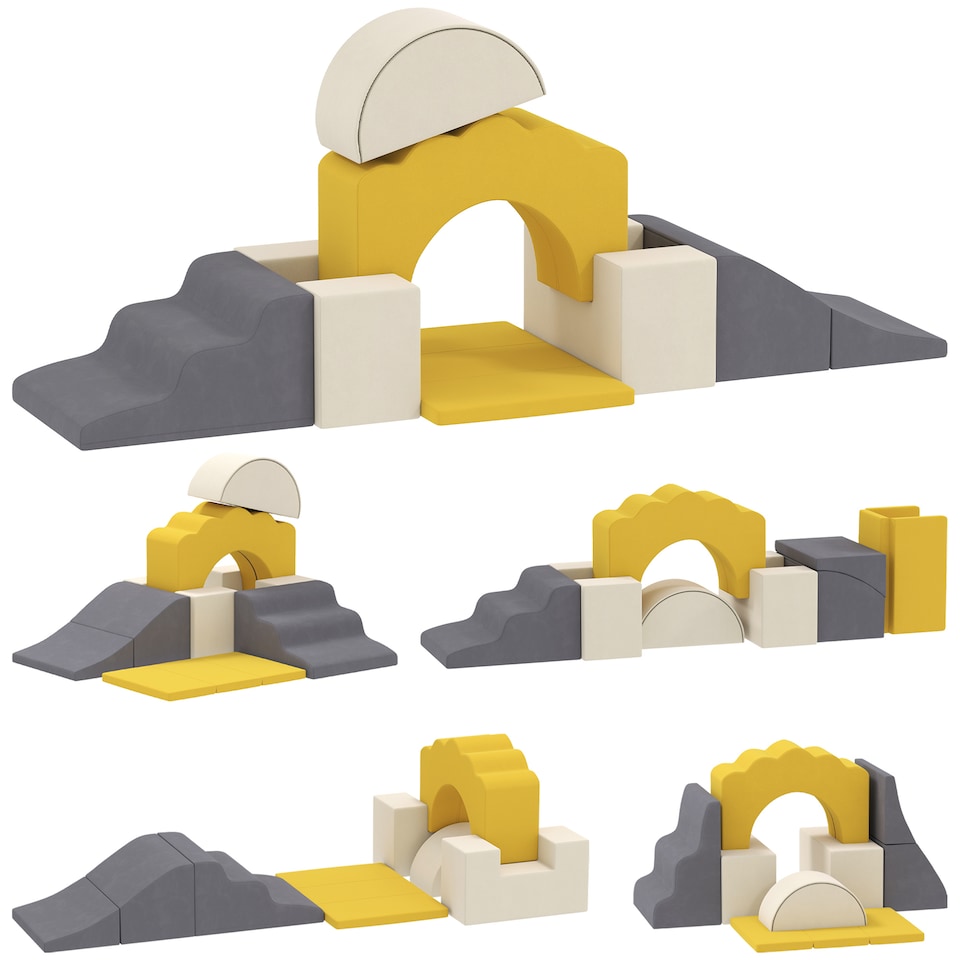 image 1 of AIYAPLAY Kids Soft Play Set, 7 Piece Foam Climbing Blocks, Yellow