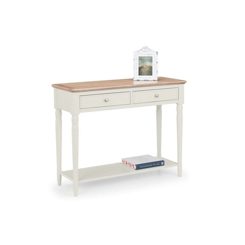 image 1 of Grey Lacquered Console Table with 2 Drawers Grey