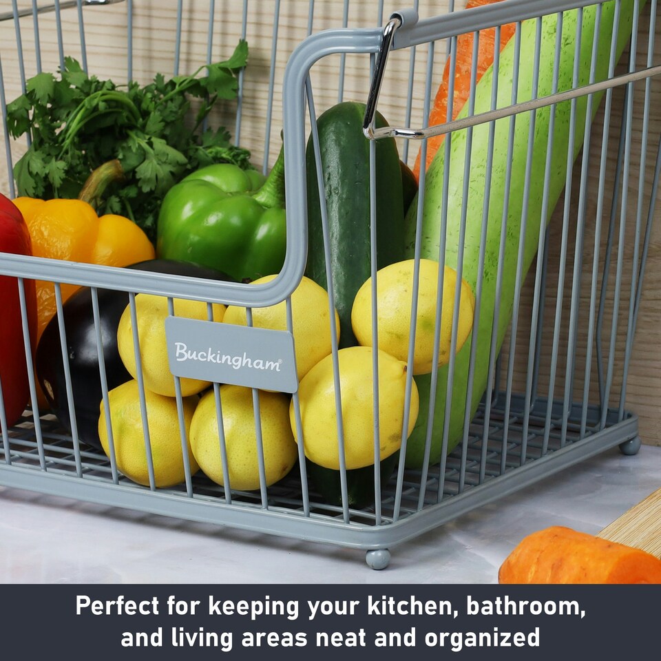 image 1 of Buckingham Multi-Purpose Stackable Storage Organising Basket 30.5 x 26.5 x 22 cm Light Grey