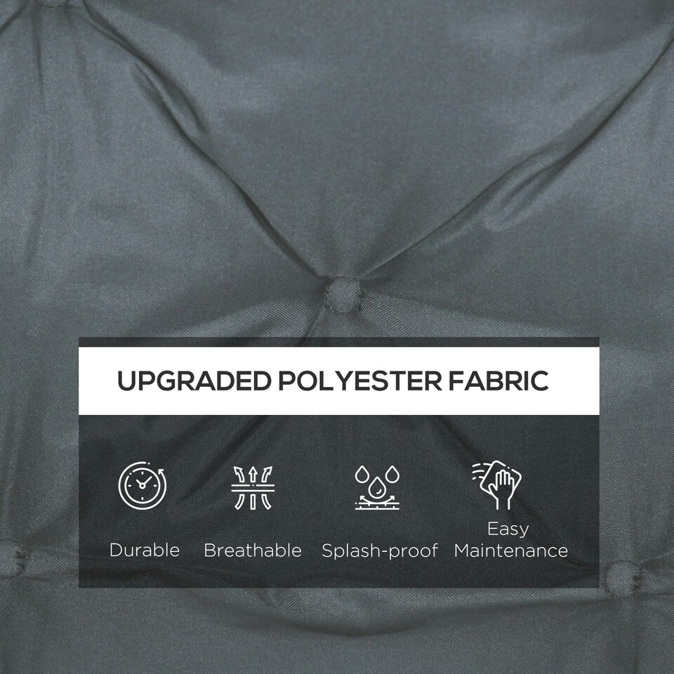 image 1 of Outsunny 2 Seater Garden Bench Cushion Outdoor Seat Pad with Ties Dark Grey Black | Black | 3 Seater