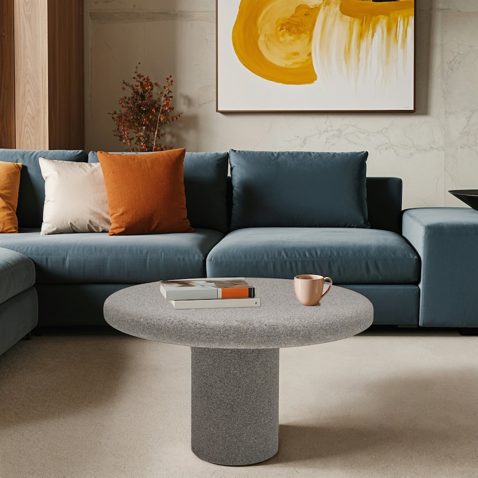 image 1 of Udaipur Round Low Coffee Table Grey