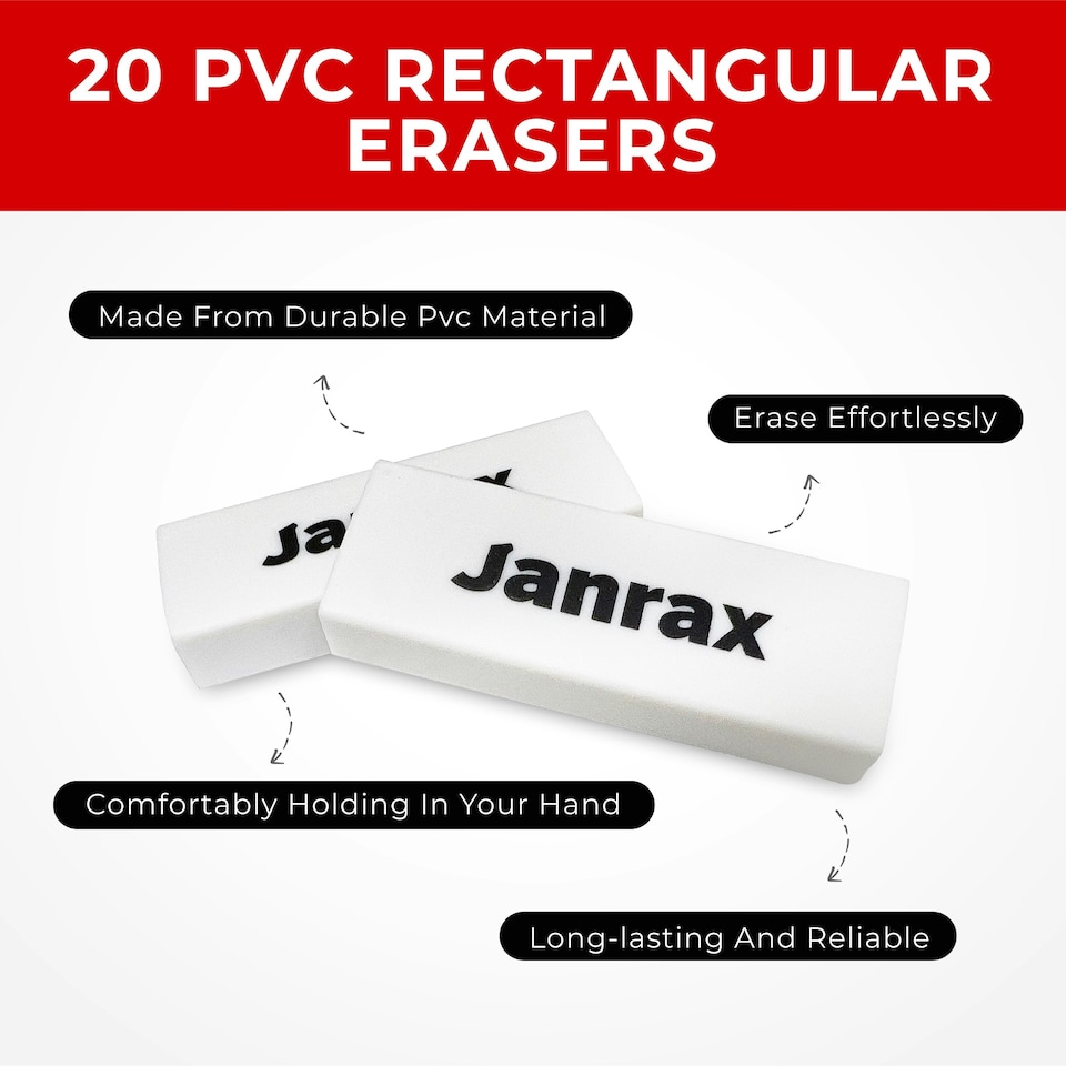 image 1 of Pack of 20 PVC Rectangular Erasers