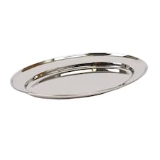 Argon Tableware Oval Stainless Steel Serving Platter - 25cm x 17cm
