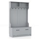 image 8 of COSTWAY 3 in 1 Freestanding Hall Coat Rack Stand Shoe Bench Grey