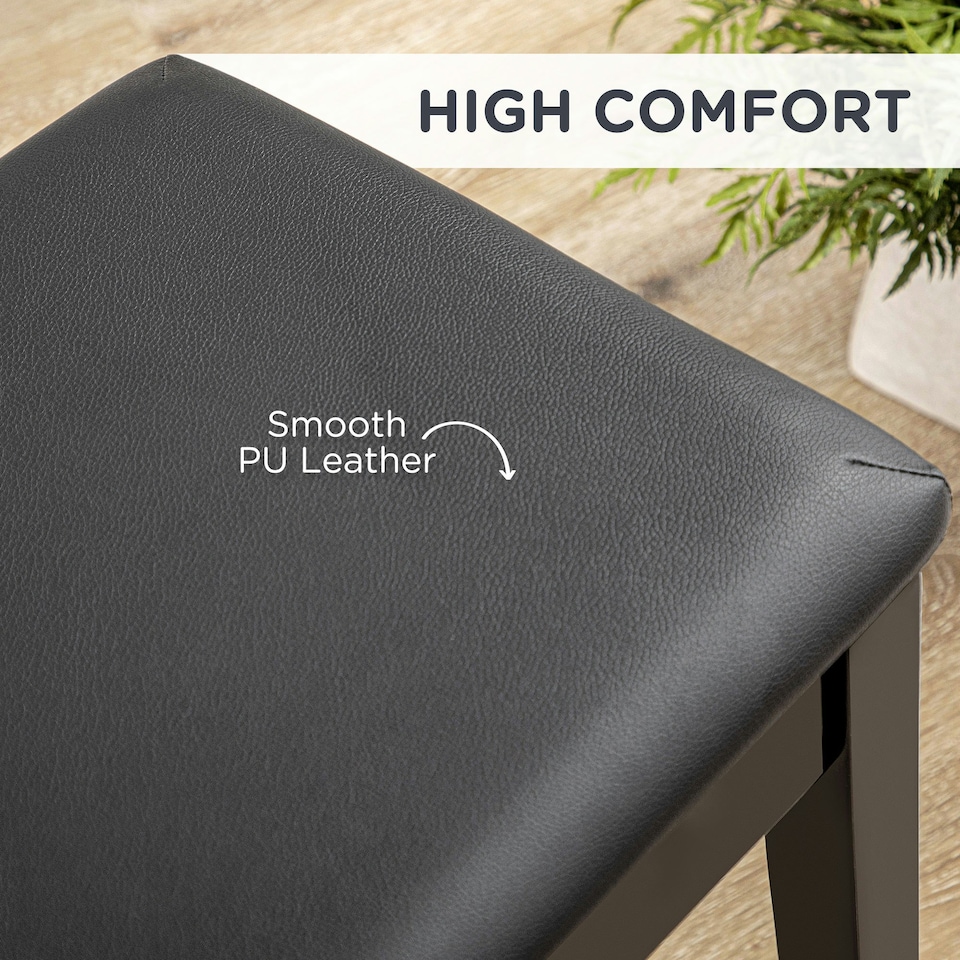 image 1 of HOMCOM Classic Piano Bench Stool, PU Leather Padded Keyboard Seat Black