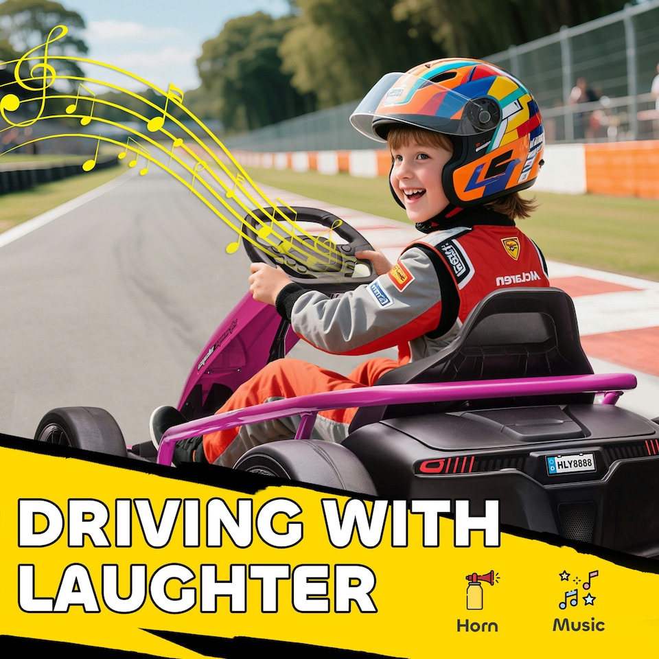 image 1 of HOMCOM 24V Electric Go Kart for Kids with Music, Horn Honking, Slow Start
