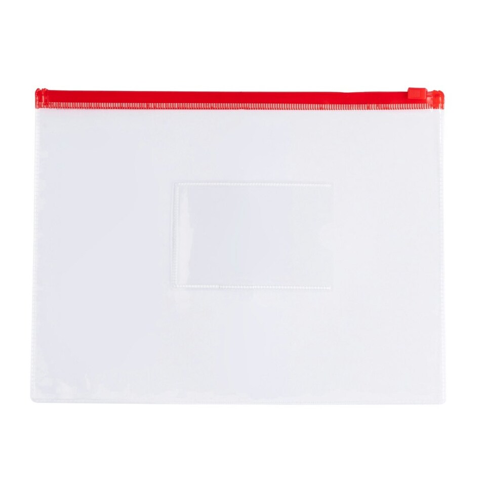 image 1 of Pack of 12 A5 Clear Zippy Bags with Red Zip