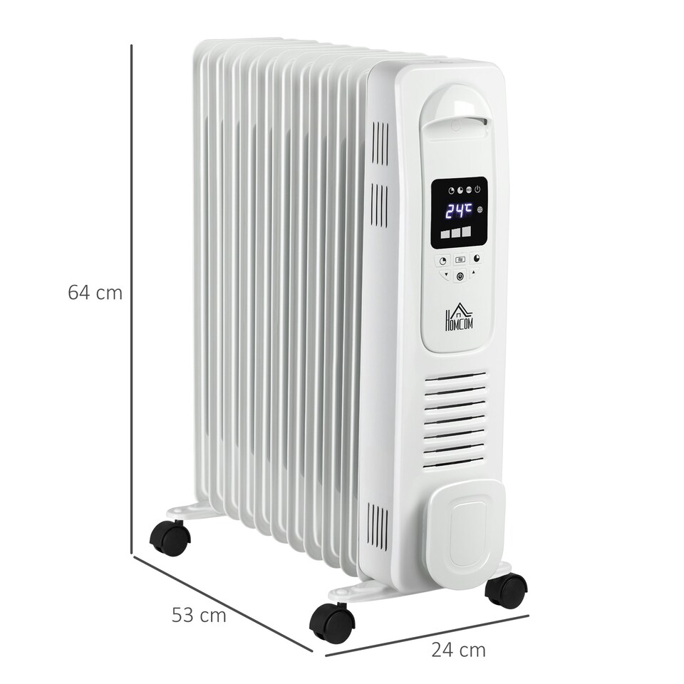 image 1 of HOMCOM 2500W Oil Filled Portable Radiator Heater w/ Remote Control - Black