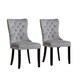 image 2 of Grey Set of Six Studded Velvet Dining Chair with Ring Knocker Detail Grey | Dark Grey