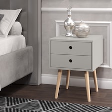 Options Scandia 2 Drawer Nightstand - Stylish Two Tone Bedside Table for Small Spaces | Grey | Grey | 1