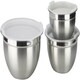 image 1 of Mixing Bowl Set of 3, Stainless Steel Nesting Bowls Air Tight White lids (14,16 & 18 cm Diameter) (Copy)