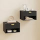 image 2 of HOMCOM Floating Bedside Tables Set of 2 with Fluted Drawer Open Shelf | Black | Black | 40W x 30D x 25H cm