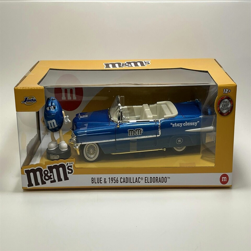 image 1 of M&M's Blue Figure and 1956 Cadillac Eldorado 1:24 Scale Jada 33726 253255067