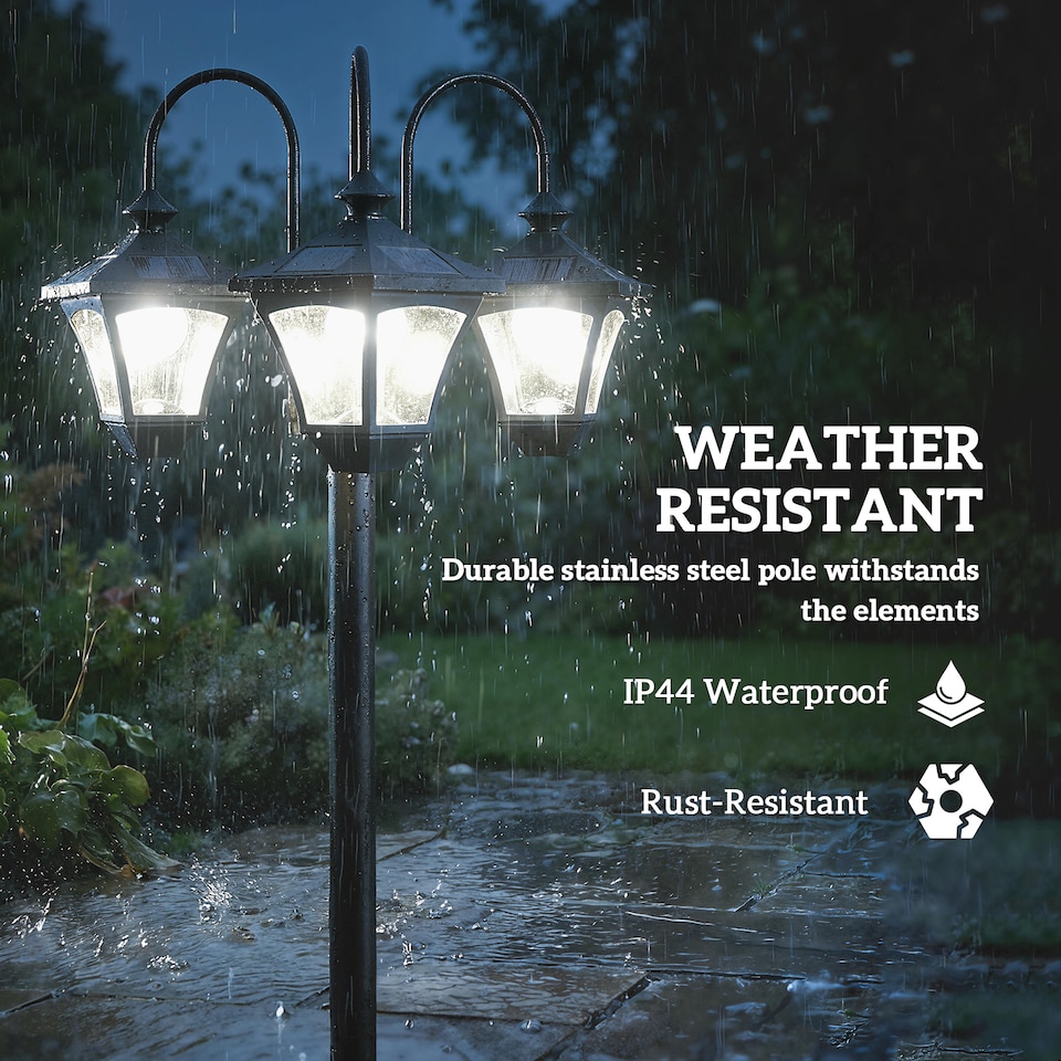 image 1 of Outsunny Solar Lamp Post Dusk-to-Dawn Sensor 185 cm Black | Black | Black | 52 x 52 x 185 cm