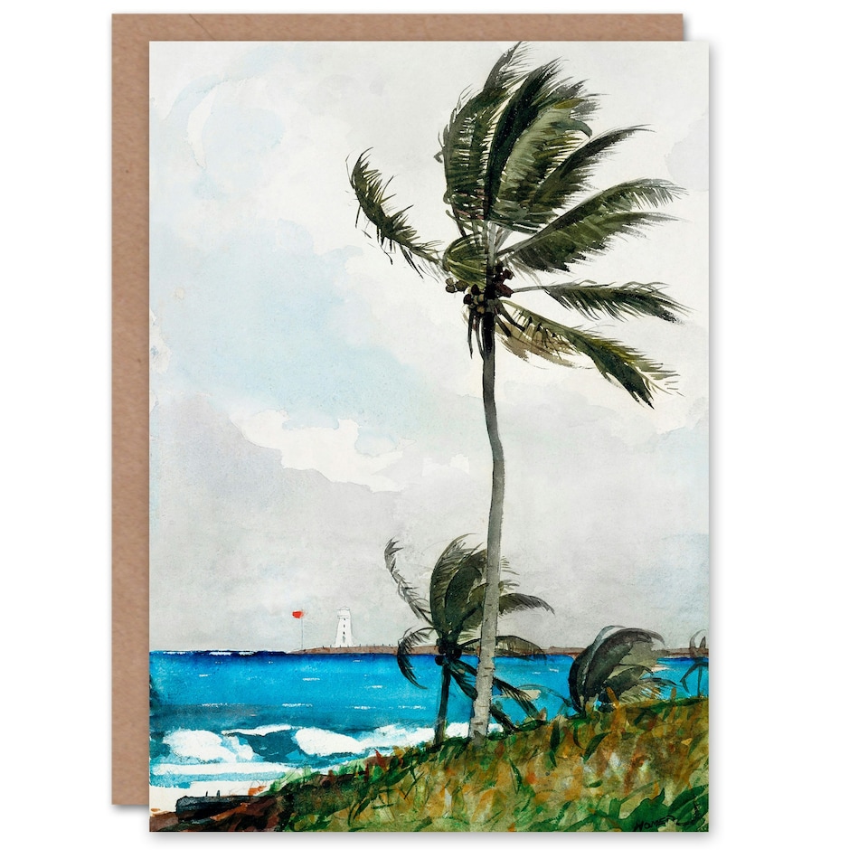 image 1 of Winslow Homer Art Card Palm Tree in Nassau Watercolour