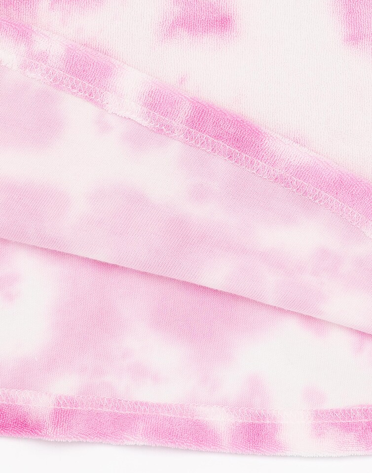 image 1 of Barbie Girls Towel Poncho | Pink Tie Dye Wearable Bath Towel For Kids | Classic Logo Graphic Hooded Changing Robe | Short Sleeve Cosy Swimwear Beach Cover Up Merchandise Gift for Children