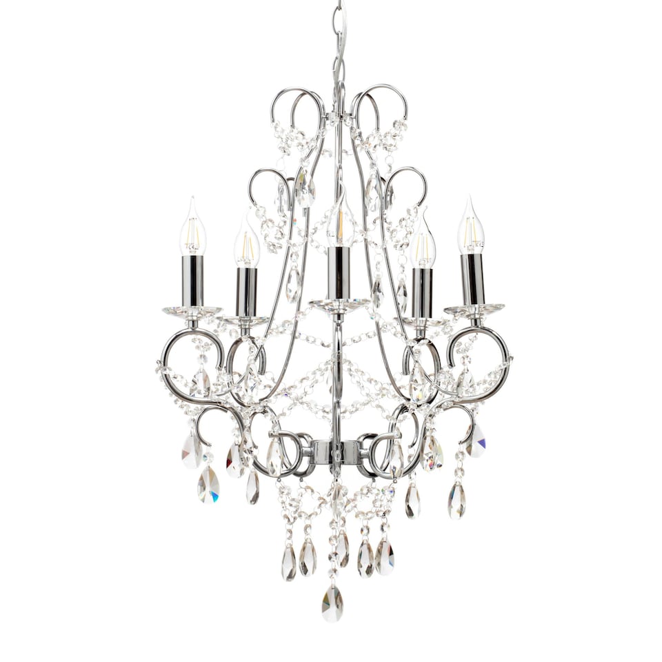 image 1 of BHS Viola 5 Light Chandelier, Silver