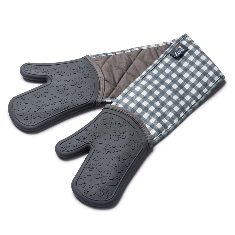 image 1 of Zeal Steam Stop™ Waterproof Silicone Double Oven Glove | Grey | Dark Grey