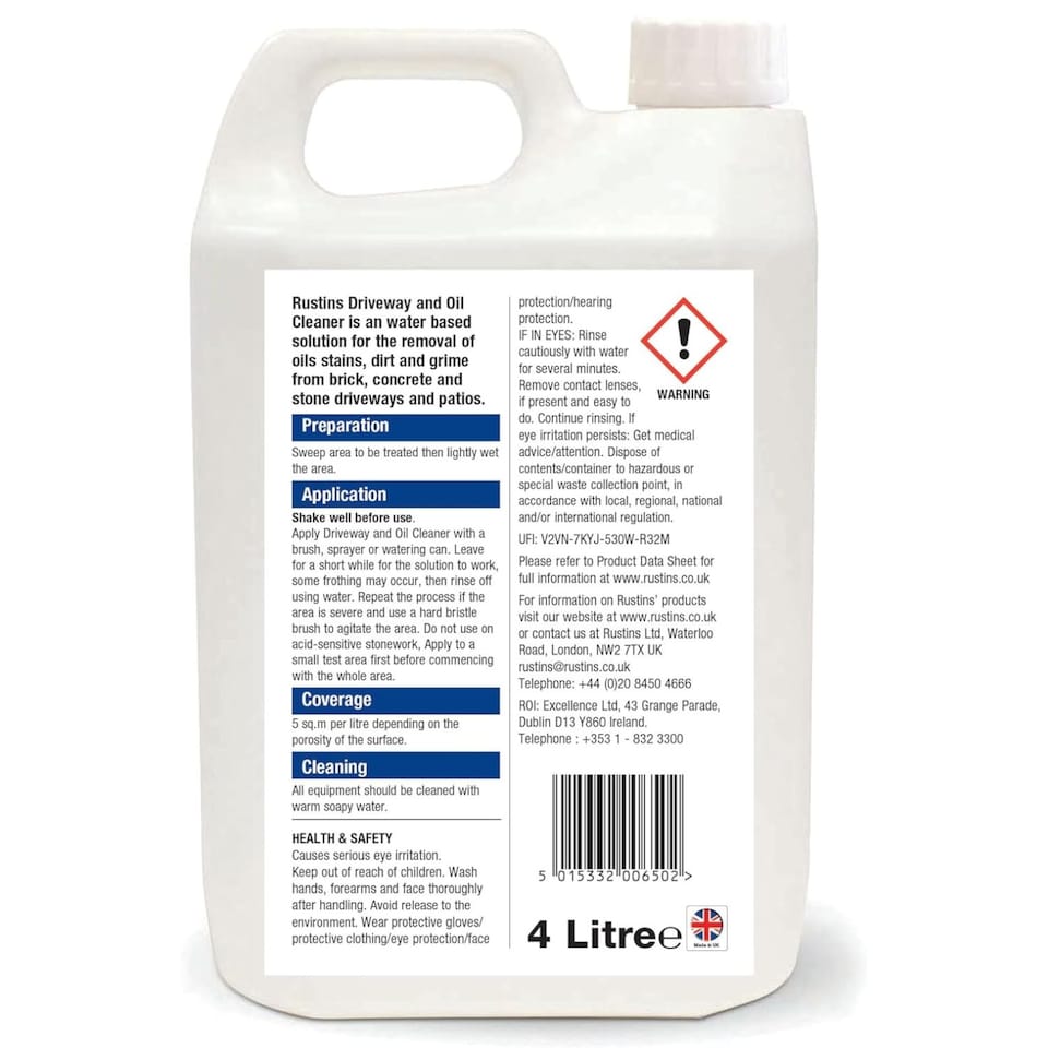 image 1 of Rustins Driveway & Oil Cleaner 4L Ready to Use Biodegradable Solution