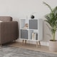 image 3 of White 4-Cube Storage Unit with 2 Wooden Doors and Legs | Grey | Grey & Beech | 1