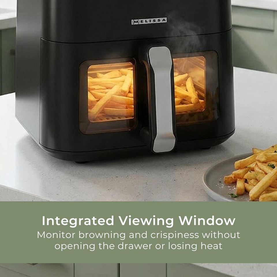 image 1 of Digital Hot Air Fryer XL, 5L Large Capacity Oil Free Cooker with Viewing Window, 8 Cooking Presets, 60 Minute Timer and Touch Screen Control - Black