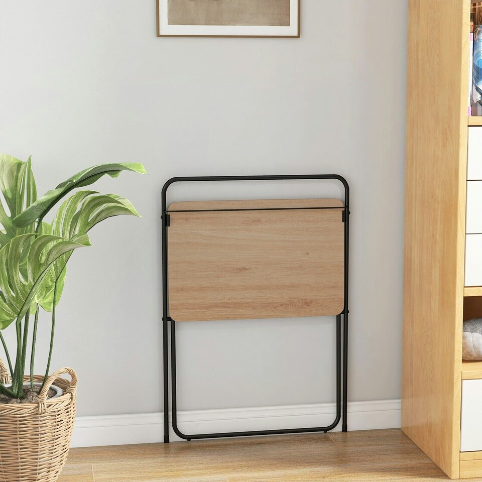 image 1 of COSTWAY 60CM Folding Computer Desk with Tablet Bracket Natural N/A